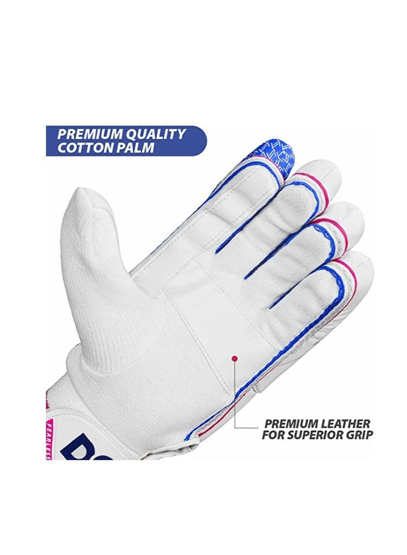 Intense Force Cricket Batting Glove (Colour: White, Size: Youth) | Closure Type: Hook and Loop | For Right-Hand batsman | Cricket Batting Glove for Protection