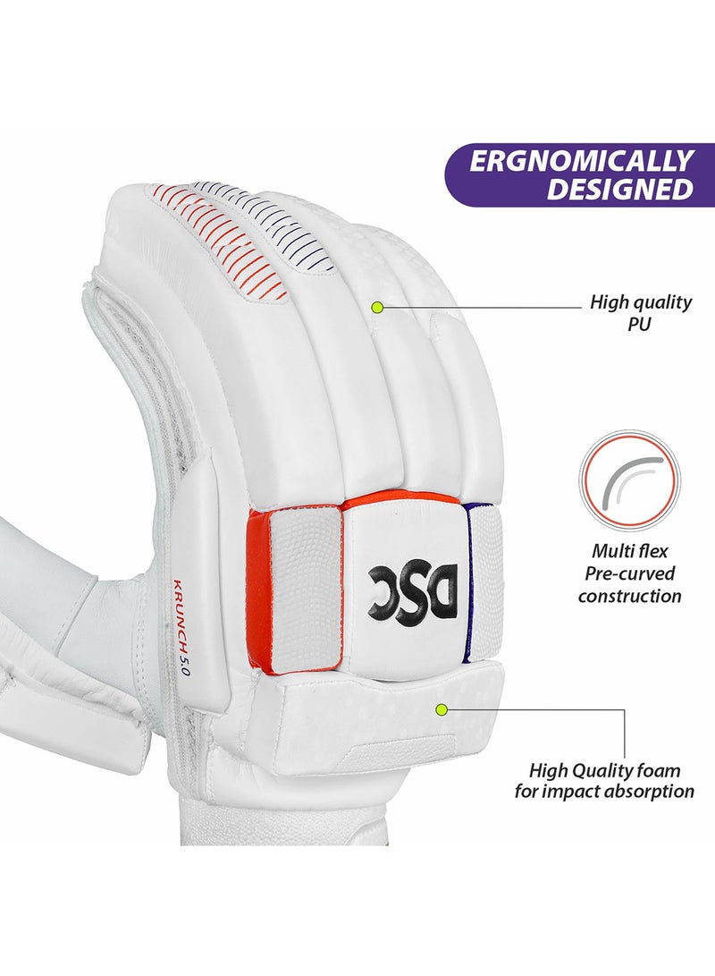 Krunch 7.0 Batting Gloves | Size: S | For Mens | Material: Leather | High-quality sheep leather palm for superior grip and feel