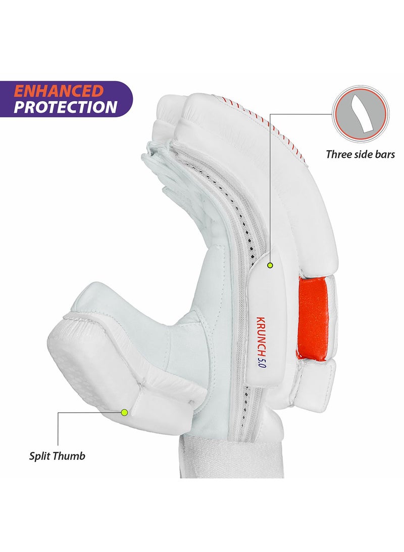 Krunch 7.0 Batting Gloves | Size: S | For Mens | Material: Leather | High-quality sheep leather palm for superior grip and feel