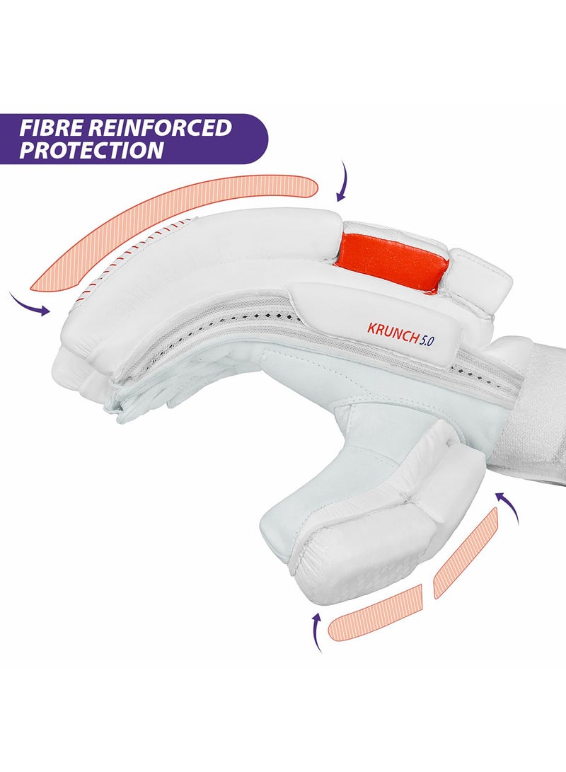 Krunch 7.0 Batting Gloves | Size: S | For Mens | Material: Leather | High-quality sheep leather palm for superior grip and feel