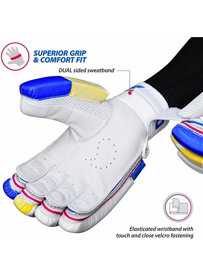 Intense Rage Leather Cricket Batting Gloves, Mens Left | Enhanced Protection & Comfort | Breathable Mesh & Leather Design | Superior Grip & Flexibility