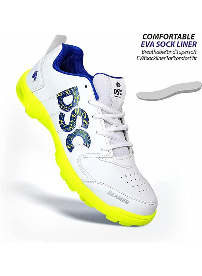 Beamer Cricket Shoes | Fluro Yellow/White | For Boys and Men | Light Weight | Durable | 5 UK, 6 US, 39 EU