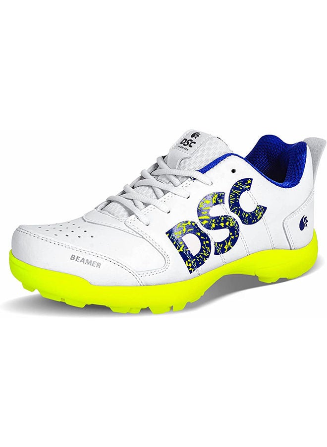 Beamer Cricket Shoes | Fluro Yellow/White | For Boys and Men | Light Weight | Durable | 5 UK, 6 US, 39 EU