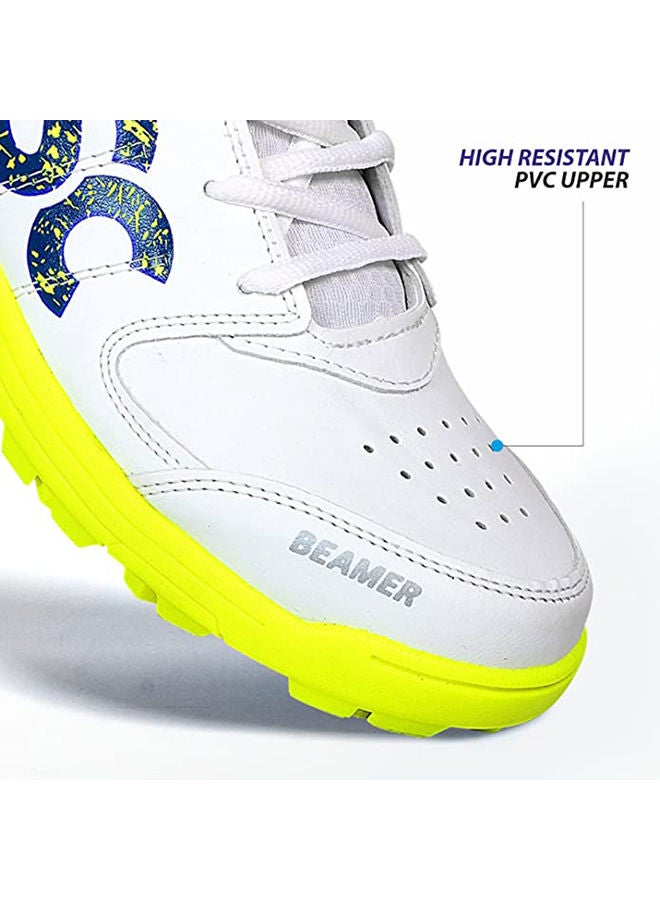 Beamer Cricket Shoes | Fluro Yellow/White | For Boys and Men | Light Weight | Durable | 5 UK, 6 US, 39 EU