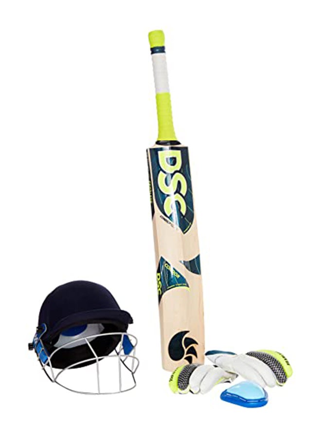 Premium Complete Kit With Helmet Cricket Kit | Right Hand | Kit for Men | Polyvinyl Chloride | Adult | Size 5