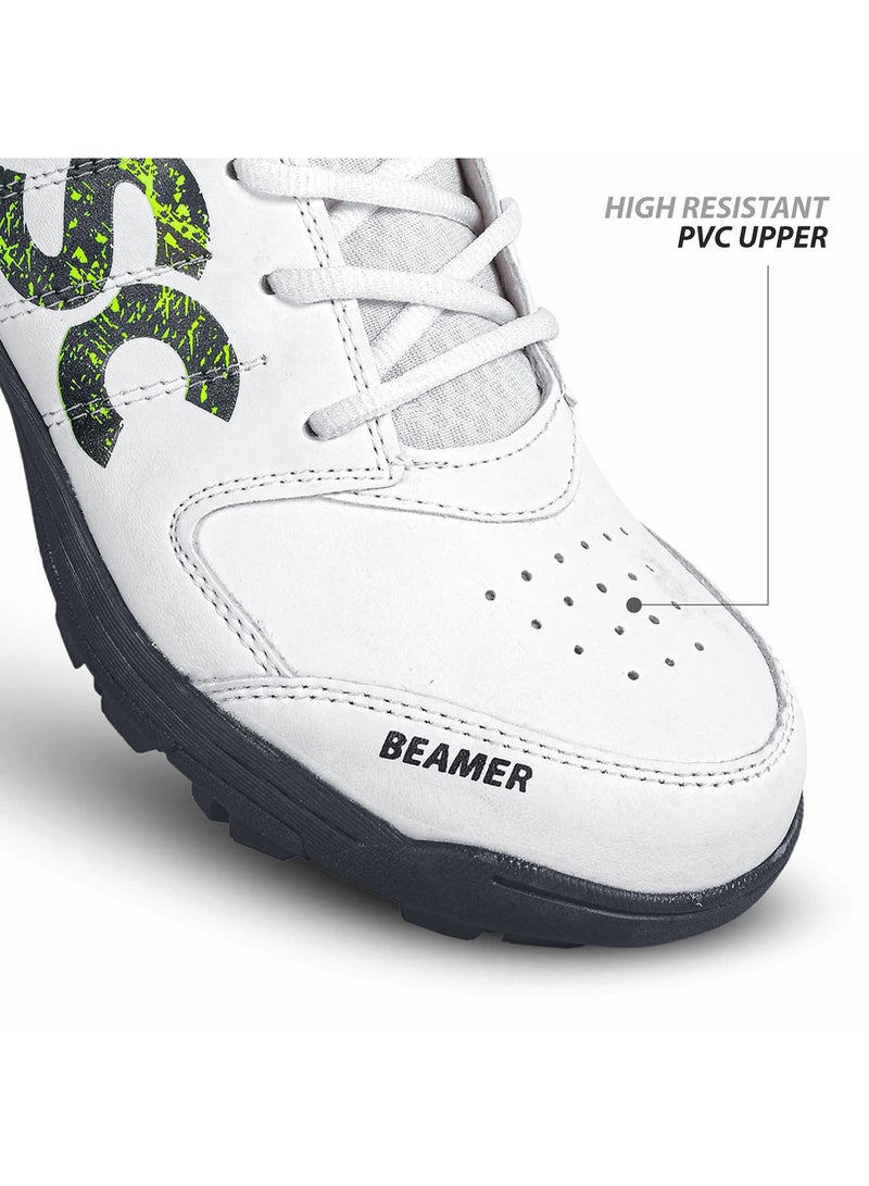 DSC Beamer Cricket Shoes | Grey/White | For Boys and Men | Light Weight | Durable | 8 UK, 9 US, 42 EU