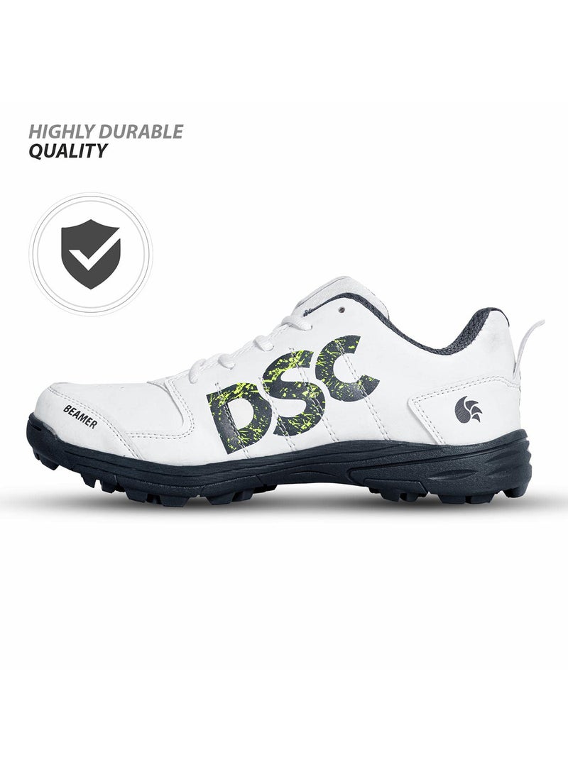 DSC Beamer Cricket Shoes | Grey/White | For Boys and Men | Light Weight | Durable | 8 UK, 9 US, 42 EU