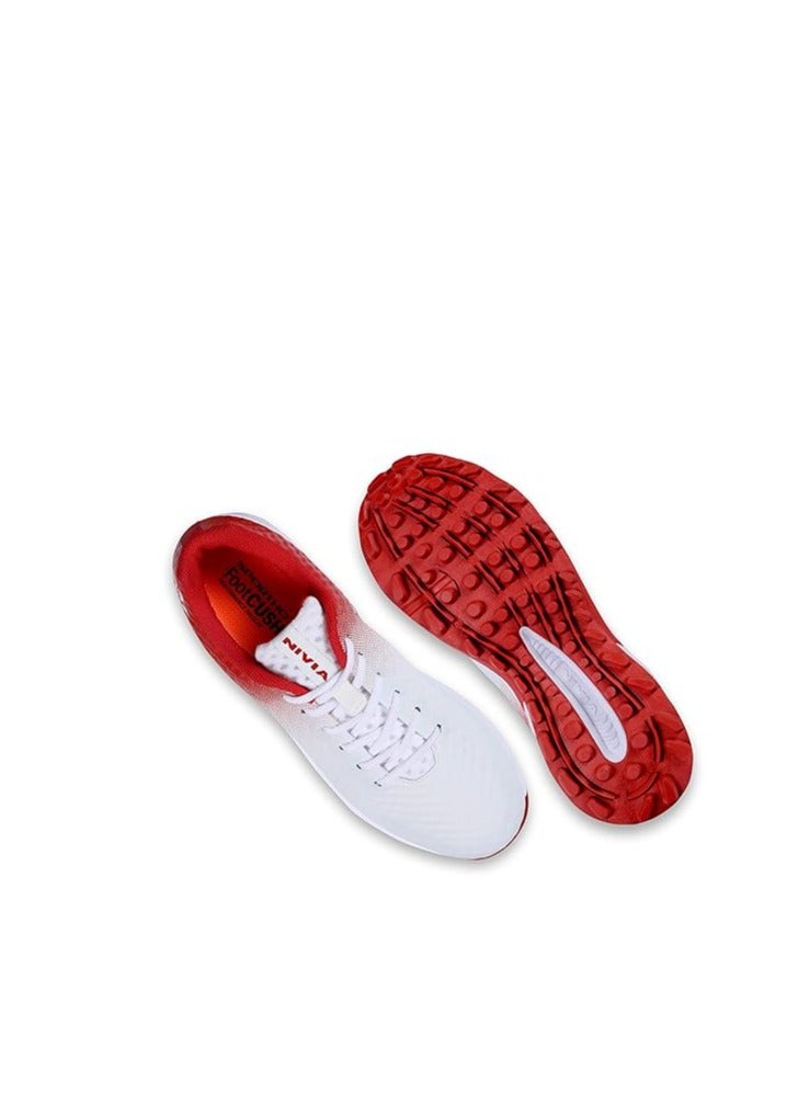 Nivia Crick 1000 Cricket Shoes (Aster White/Red, 8 UK / 9 US / 42 EU) | For Men and Boys | Rubber Outsole | Lightweight & Highly Durable