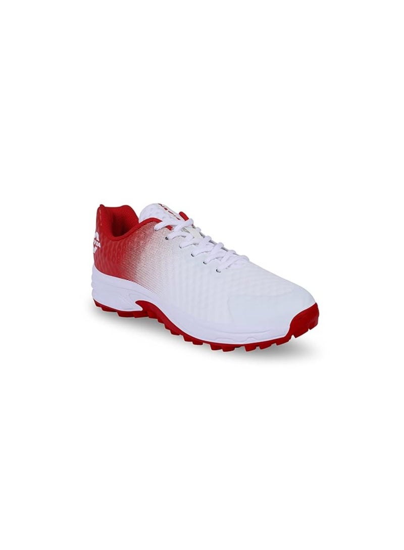 Nivia Crick 1000 Cricket Shoes (Aster White/Red, 8 UK / 9 US / 42 EU) | For Men and Boys | Rubber Outsole | Lightweight & Highly Durable