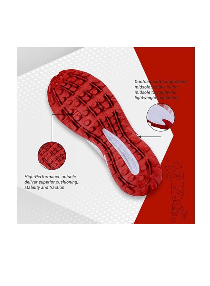 Nivia Crick 1000 Cricket Shoes (Aster White/Red, 8 UK / 9 US / 42 EU) | For Men and Boys | Rubber Outsole | Lightweight & Highly Durable