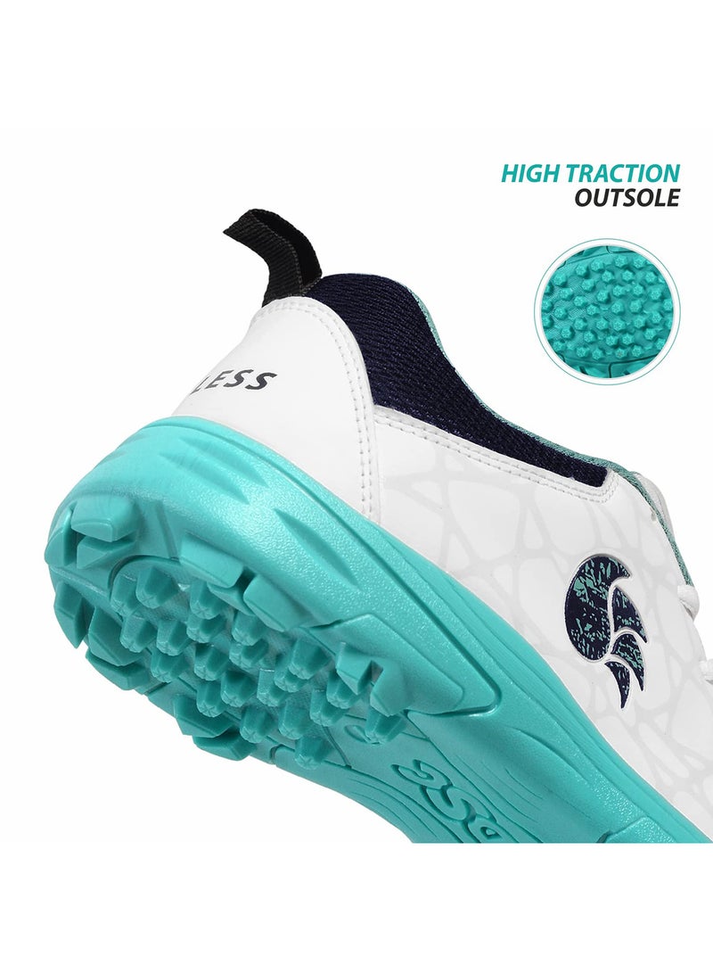 Belter Cricket Shoes for Men & Boys | Size: 1 UK/ 2 US/ 35 EU | Color: Sea Green & White | Material: Mesh | Super Lightweight & Comfortable Cricket Shoes | Superior Grip