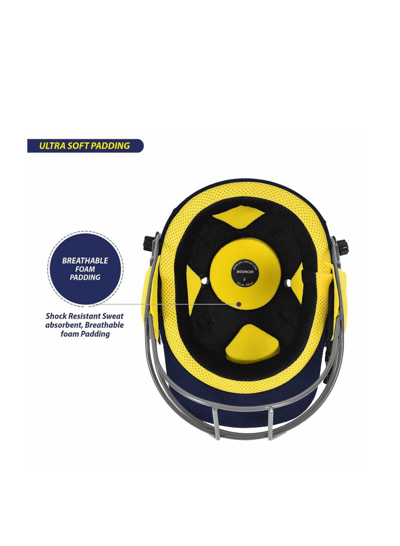 Bouncer Cricket Helmet | Size: Large | For Men & Boys | Steel Grill | Adjustable Back Support Strap | Removable and washable sweatband | Lightweight