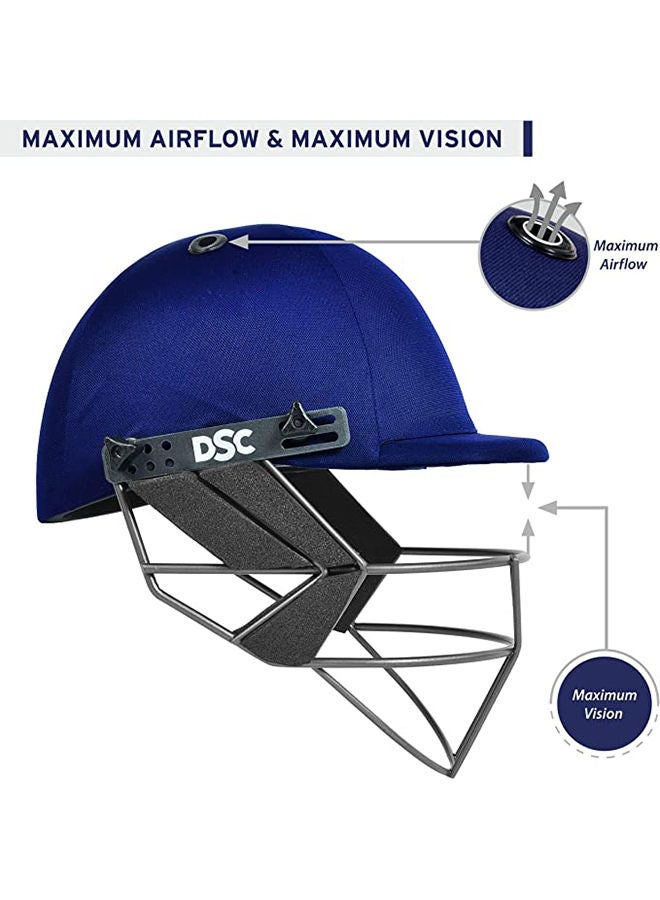 FORT 44 Cricket Helmet | Navy Blue | Size: Extra Large | For Men & Boys | Steel Grill | Adjustable Back Support Strap | Removable and washable sweatband | Lightweight