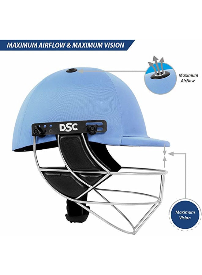 Defender Cricket Helmet | Sky Blue | Size: Small | For Men & Boys | Adjustable Steel Grill | Back Support Strap | Lightweight