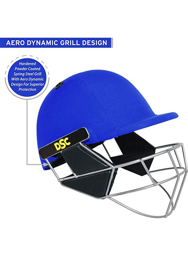 SCUD Cricket Helmet | Royal Blue | Size: Large | For Men & Boys | Fixed Spring Steel Grill | Adjustable Back Support Strap | Removable and washable sweatband | Lightweight