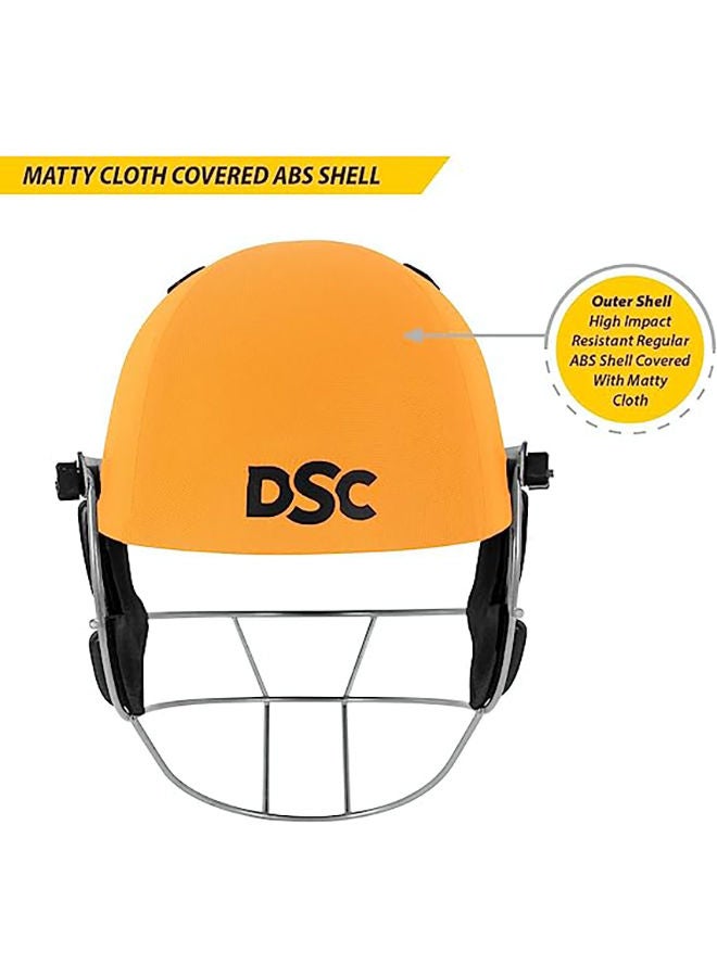 Defender Cricket Helmet | Yellow | Size: Extra Large | For Men & Boys | Adjustable Steel Grill | Back Support Strap | Lightweight