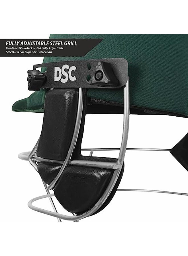 Defender Cricket Helmet | Green | Size: Medium | For Men & Boys | Adjustable Steel Grill | Back Support Strap | Lightweight