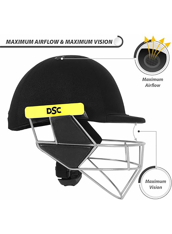 SCUD Cricket Helmet | Size: Medium | For Men & Boys | Fixed Spring Steel Grill | Adjustable Back Support Strap | Removable and washable sweatband | Lightweight