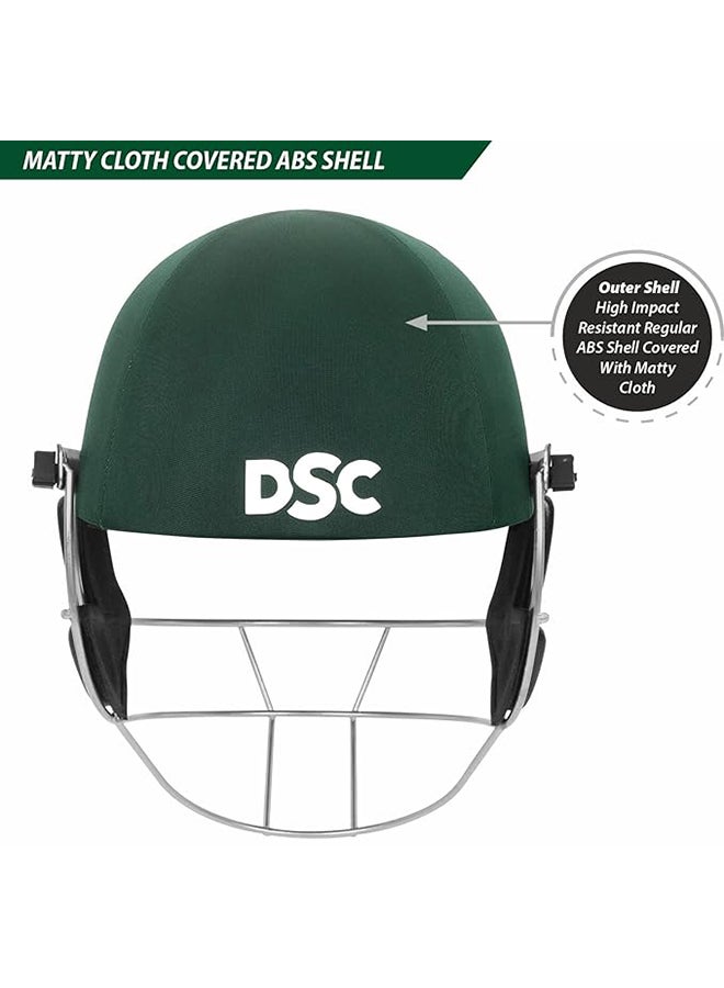 Defender Cricket Helmet | Green | Size: Large | For Men & Boys | Adjustable Steel Grill | Back Support Strap | Lightweight