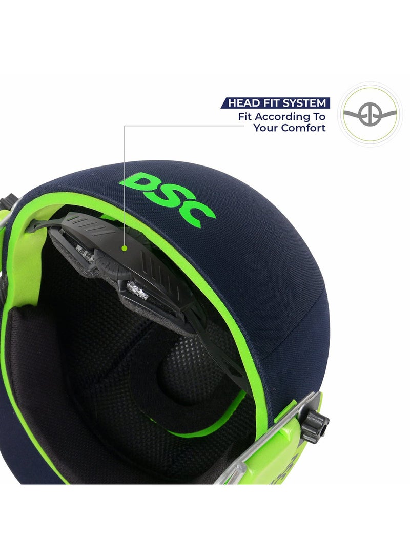 EDGE PRO Cricket Helmet | Color: Navy Blue | Size-Medium | For Men & Boys | Material: ABS | Adjustable Steel Grill | Head Fit Adjuster | Light Weight | Neck Guard | Lightweight | Adjustable Strap