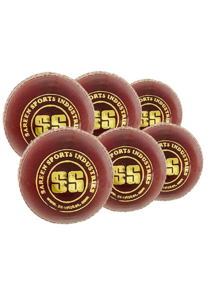 SS Club Leather Cricket Ball Red Pack of 6