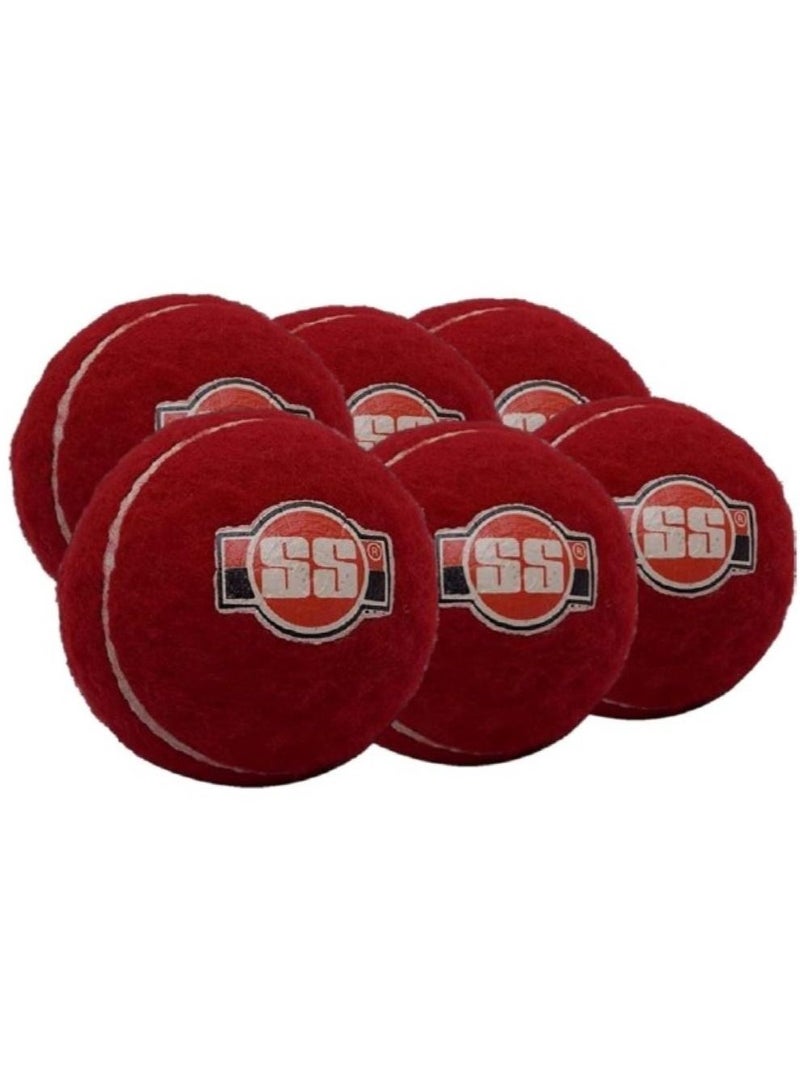 SS Soft Pro Tennis Cricket Ball Red Pack of 6