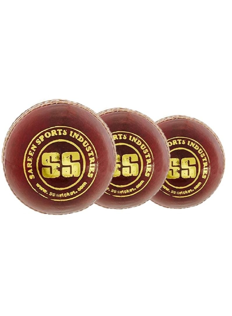 SS Club Leather Cricket Ball Red Pack of 3