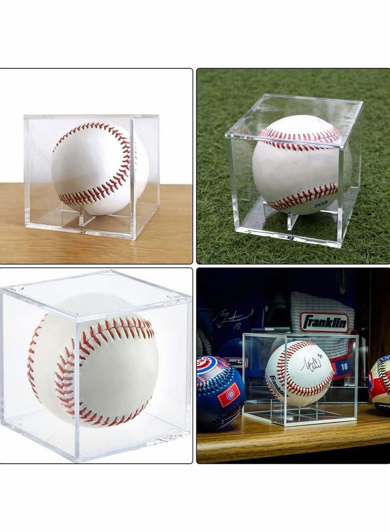 Baseball Storage Case,Square Baseball Display Case,Practical Transparent Display Stand, Acrylic Box for Tennis Ball Softball Ping Pong Ball 2 Pcs