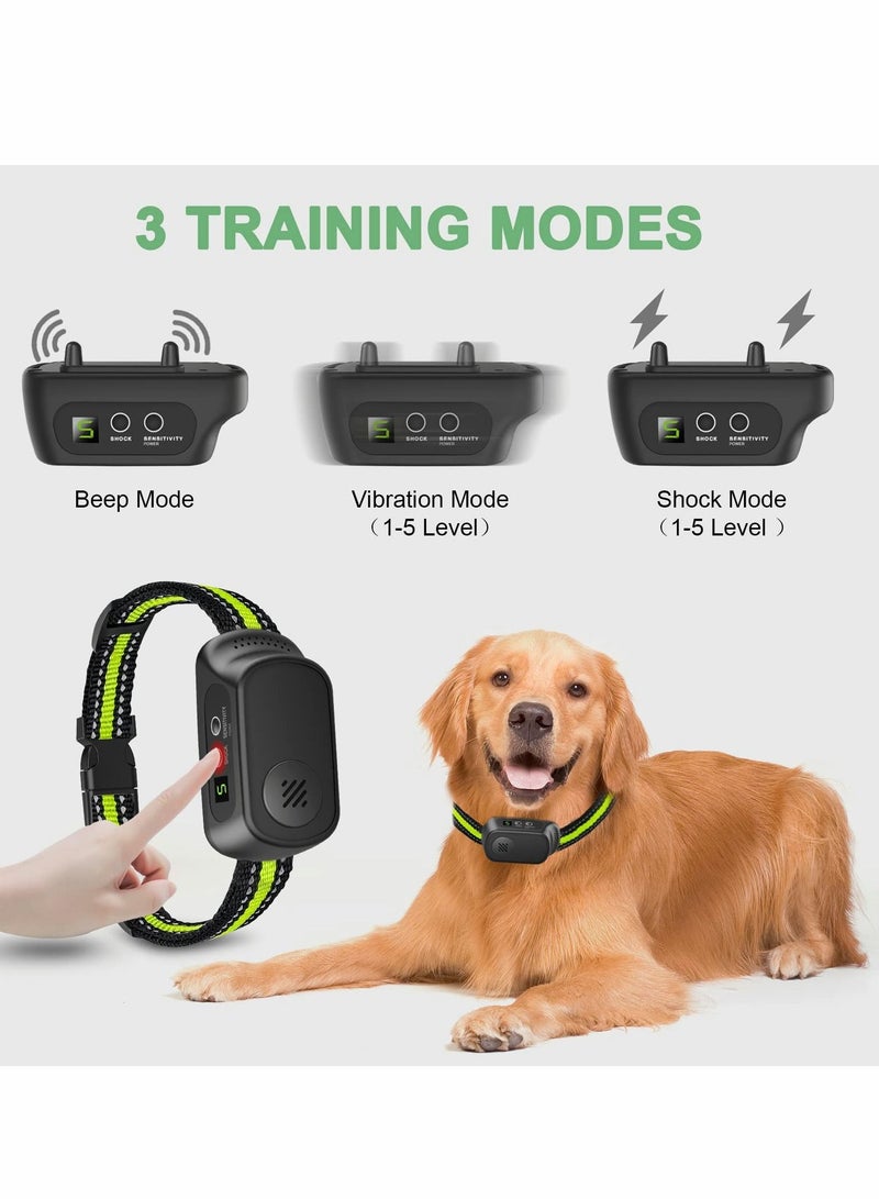 Rechargeable Dog Bark Collar with Beep Vibration and Shock, Anti Barking Collar for Small Medium Large Dogs, Humane Dog Training Device with 5 Adjustable Sensitivity Levels