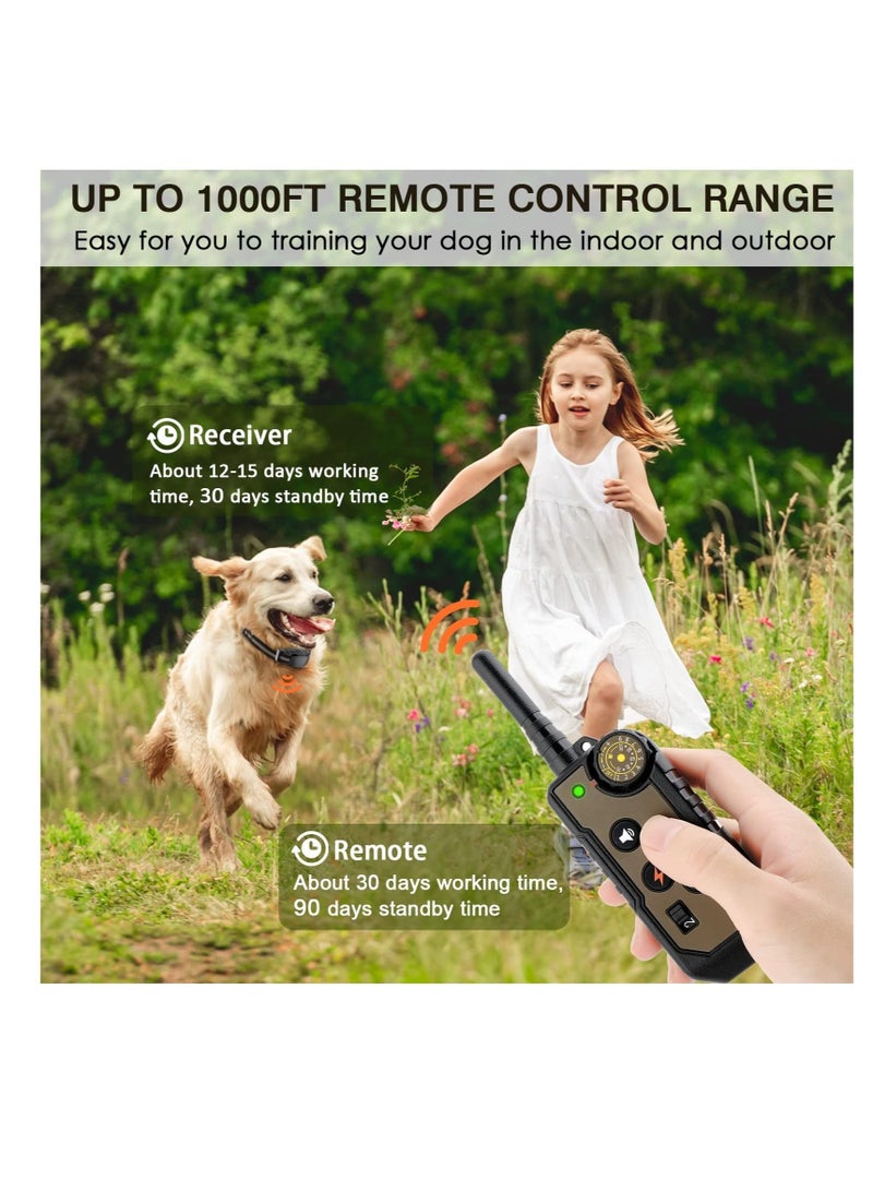 Dog Training Collar Waterproof Shock Collars for Dog with Remote, 4 Training Modes, 2 Shock Modes, Beep, and Vibration, Rechargeable Electric Dog Shock Collar for Medium Large Dogs