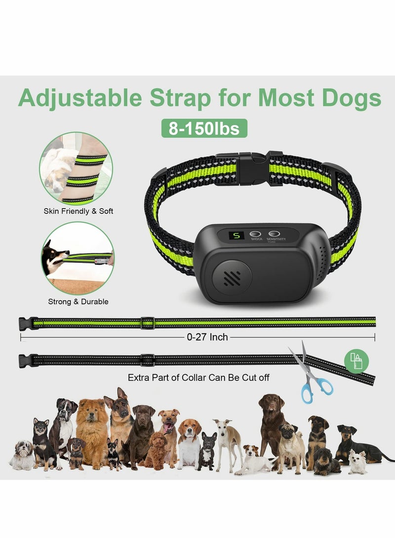 Rechargeable Dog Bark Collar with Beep Vibration and Shock, Anti Barking Collar for Small Medium Large Dogs, Humane Dog Training Device with 5 Adjustable Sensitivity Levels