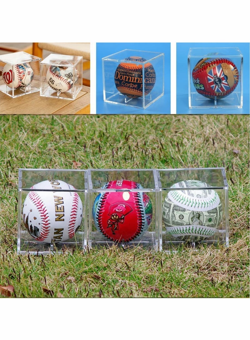 Baseball Storage Case,Square Baseball Display Case,Practical Transparent Display Stand, Acrylic Box for Tennis Ball Softball Ping Pong Ball 2 Pcs