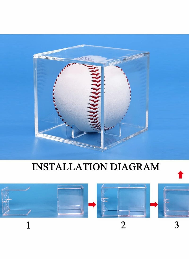 Baseball Storage Case,Square Baseball Display Case,Practical Transparent Display Stand, Acrylic Box for Tennis Ball Softball Ping Pong Ball 2 Pcs