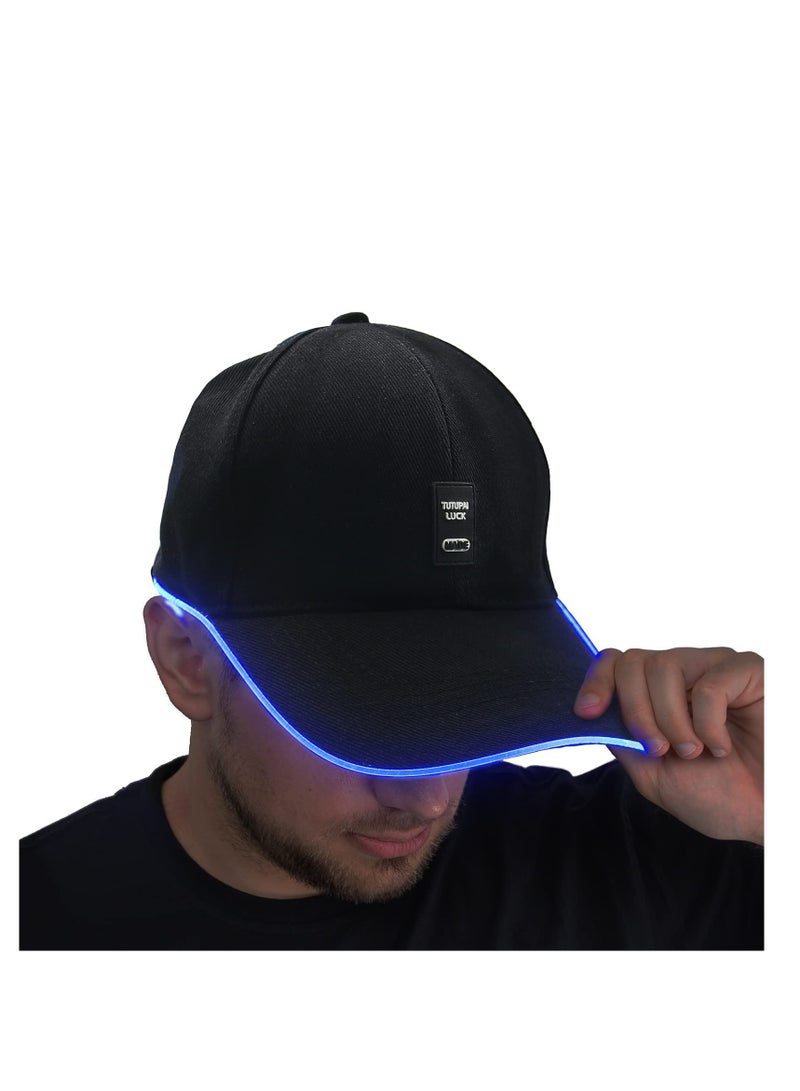 Led Hat Light Up Baseball Cap with 11 Flashing Modes Glow Rave Party Hat for Festival Hip-hop Club (Black)