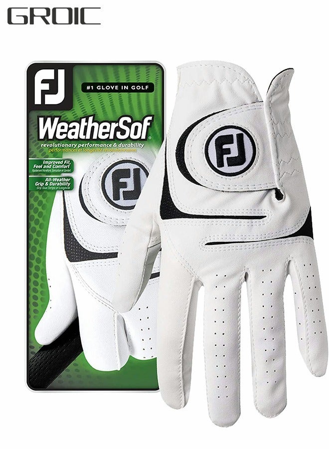 Golf Gloves for Men’s Right Hand,Breathable, Long Lasting Golf Glove，Slip Palm Pu Premium Leather Soft Durable Comfortable Glove,Outdoor Sports Gloves