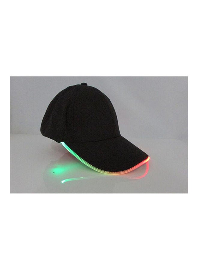 LED Light Glow Club Party Sports Athletic Black Fabric Travel Hat Cap Red Light 25*25*25cm