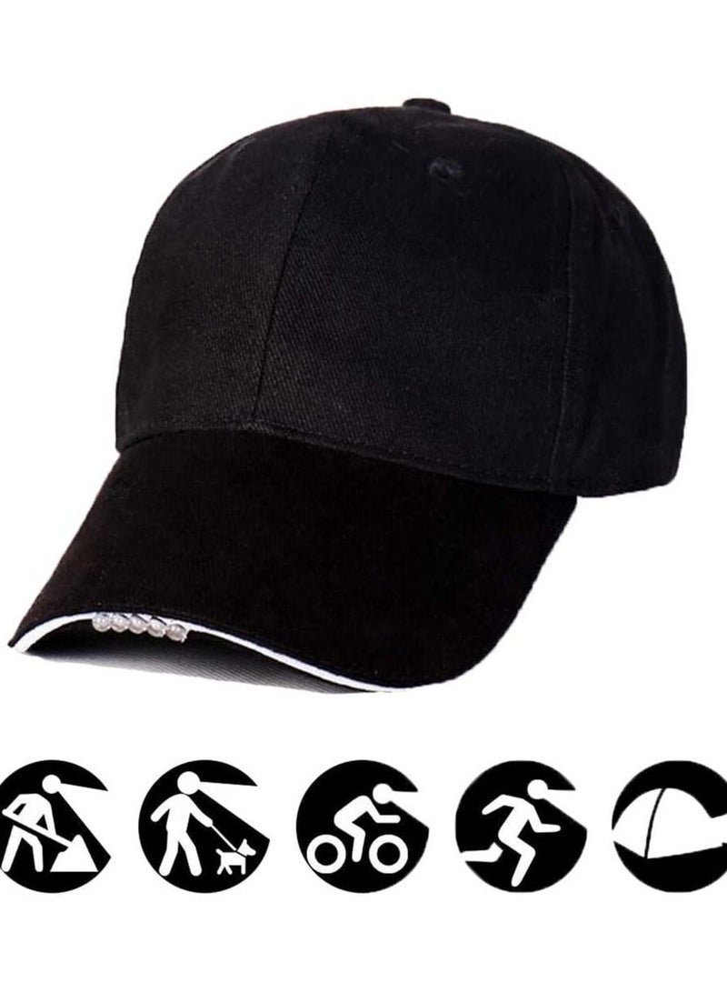Hands-Free LED Baseball Cap 5 Battery Powered Headlamp Hat Flashlight for Fishing Jogging Camping Hand Work,Unisex Rechargeable Lighted Hat-With USB Cable