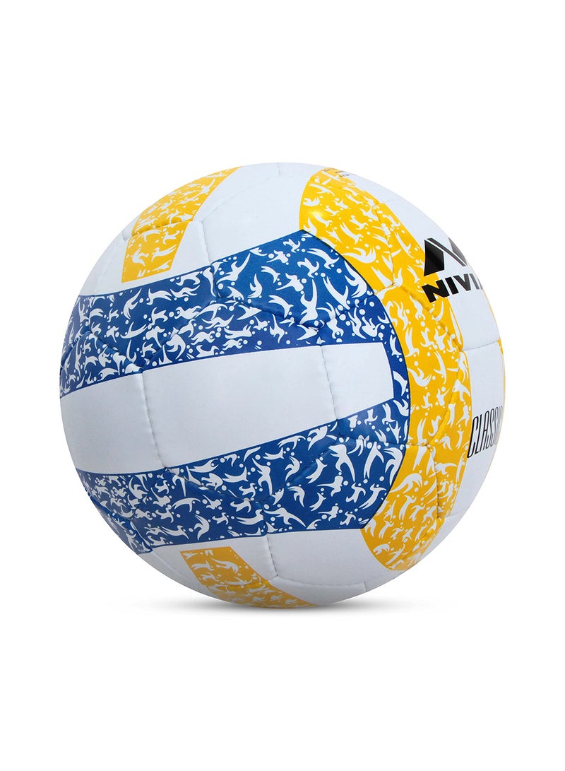 Classic Rubber Volleyball | Color: Multicolor | Size: 4 | Material: Rubber | Ideal for Training/Match | 32 Panels | Hand Stitched Construction | Bladder Butyl | Suitable for: All Indoor Surface