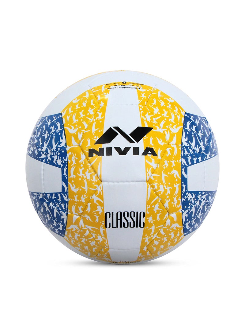 Classic Rubber Volleyball | Color: Multicolor | Size: 4 | Material: Rubber | Ideal for Training/Match | 32 Panels | Hand Stitched Construction | Bladder Butyl | Suitable for: All Indoor Surface