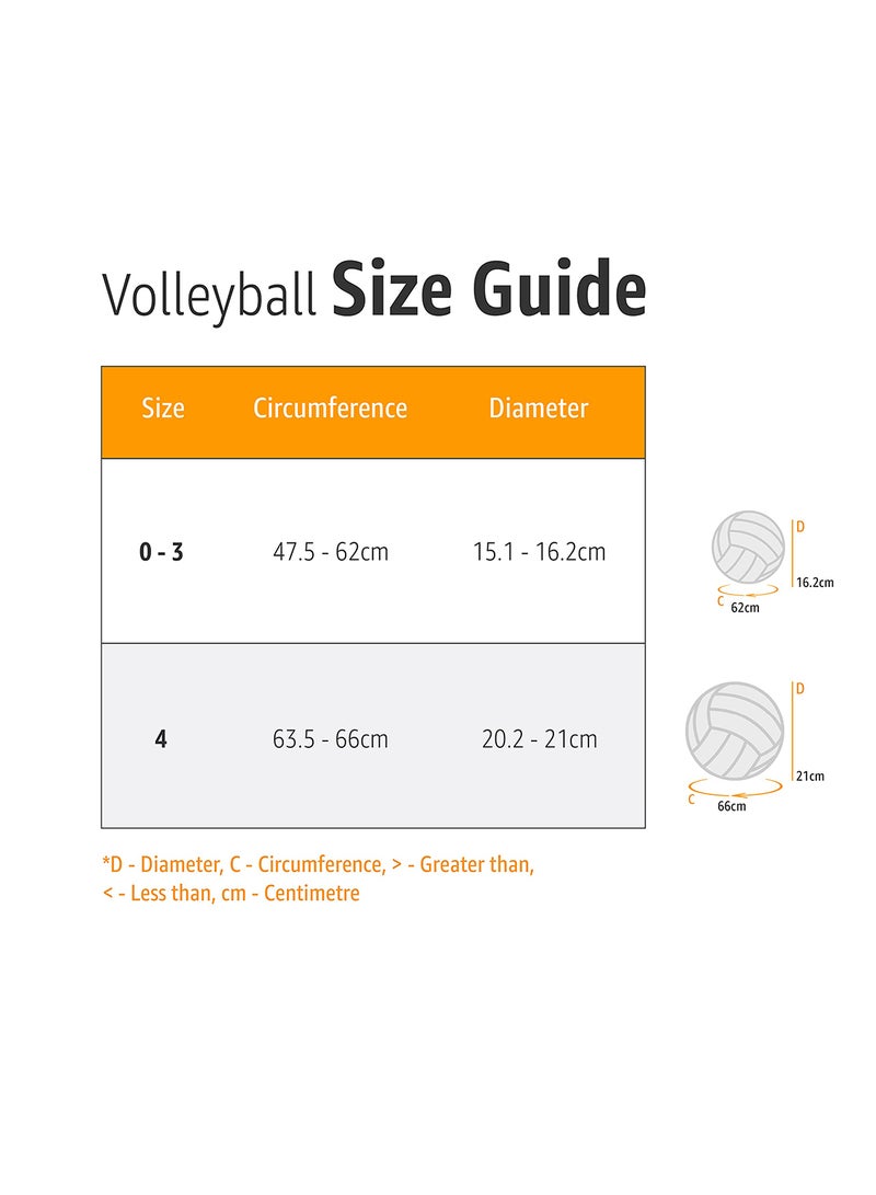 Classic Rubber Volleyball | Color: Multicolor | Size: 4 | Material: Rubber | Ideal for Training/Match | 32 Panels | Hand Stitched Construction | Bladder Butyl | Suitable for: All Indoor Surface