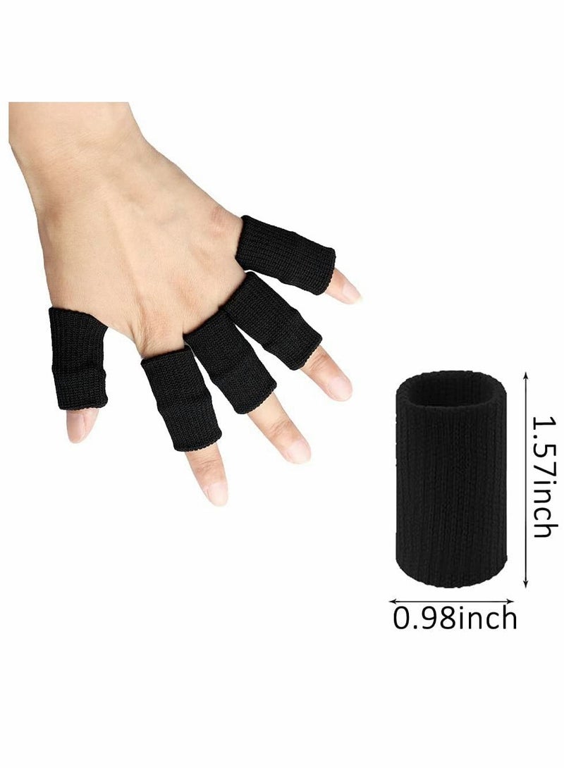 Finger Sleeves, 20 PCS Sleeves Protectors, Sport Thumb Brace Support Elastic for Relieving Pain Arthritis Trigger Finger(Black+Skin tone)