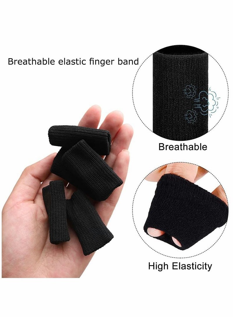 Finger Sleeves, 20 PCS Sleeves Protectors, Sport Thumb Brace Support Elastic for Relieving Pain Arthritis Trigger Finger(Black+Skin tone)