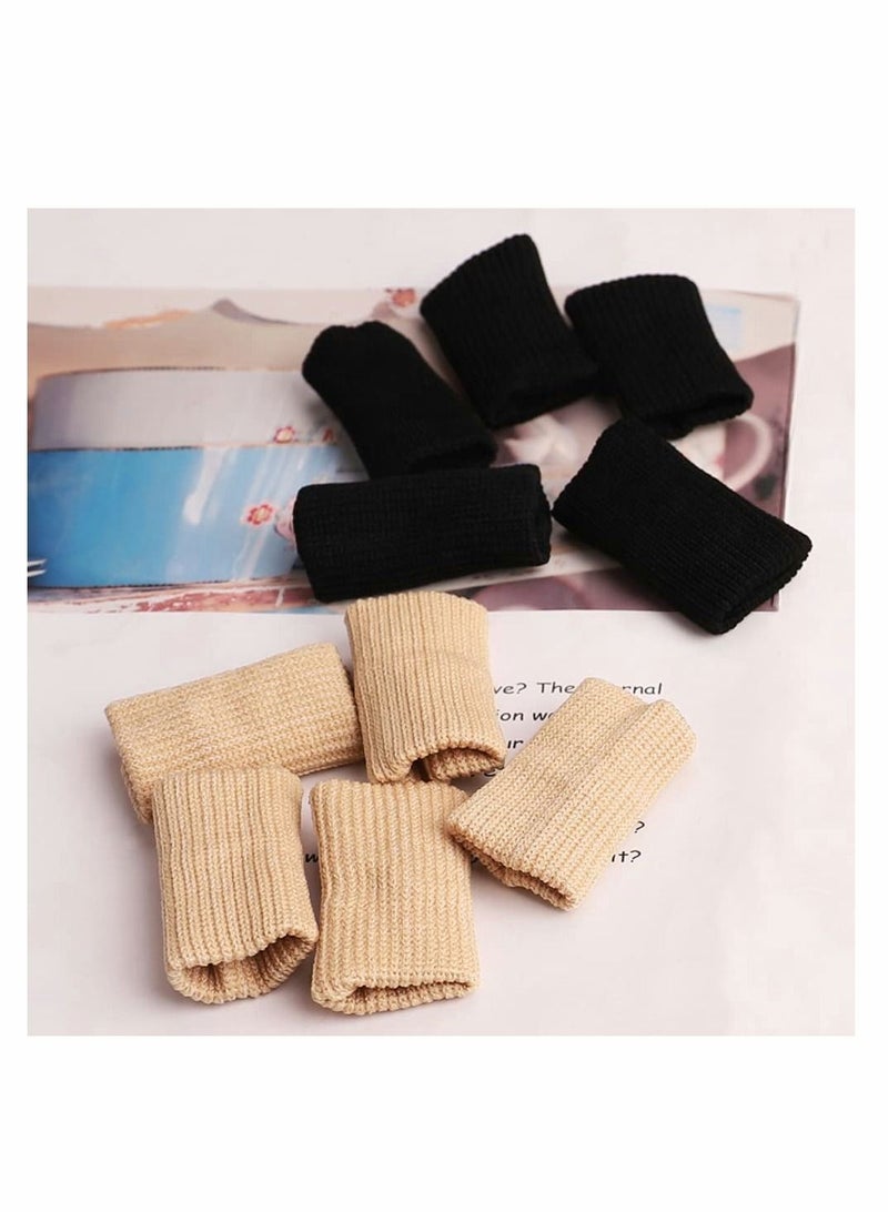 Finger Sleeves, 20 PCS Sleeves Protectors, Sport Thumb Brace Support Elastic for Relieving Pain Arthritis Trigger Finger(Black+Skin tone)