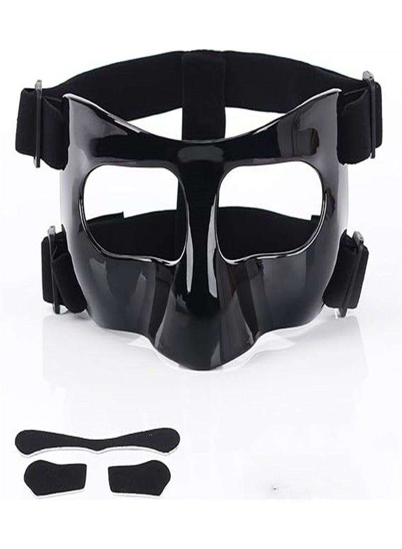 Nose Guard for Broken Nose, Face Shield Masks for Soccer and basketball Sports, Adjustable for Adults and Teenagers, Suitable for Men and Women （black）