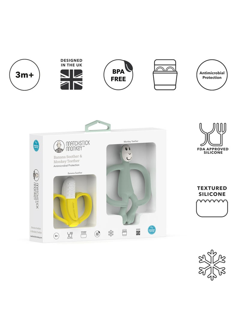 Banana & Monkey Gift Set Mint Green