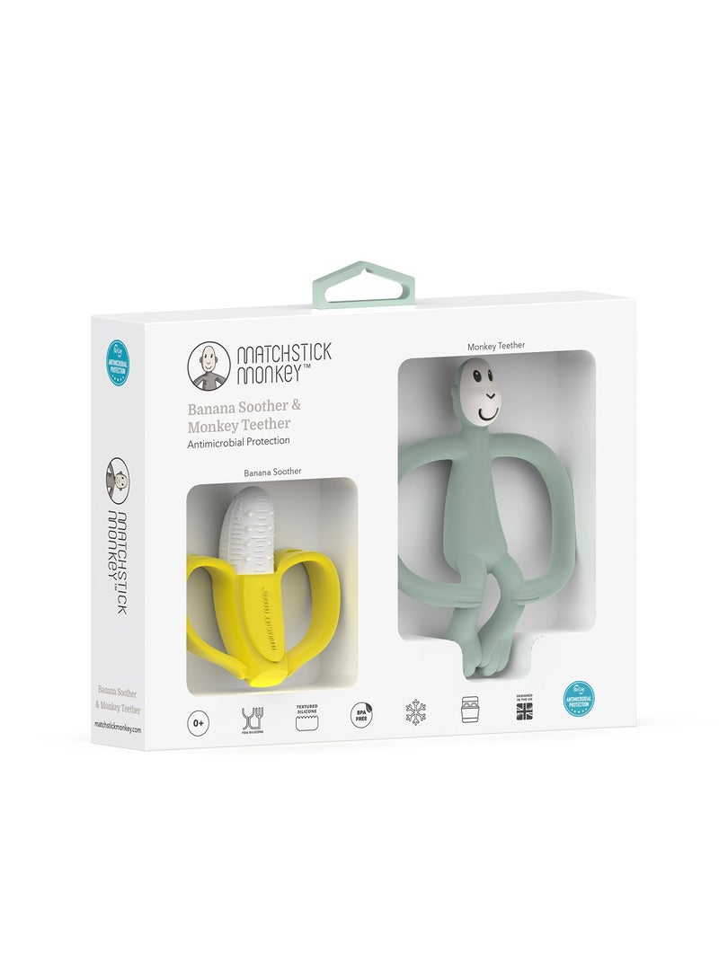 Banana & Monkey Gift Set Mint Green