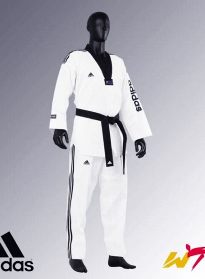 Adi-Supermaster II Taekwondo Uniform - White/Black 180cm