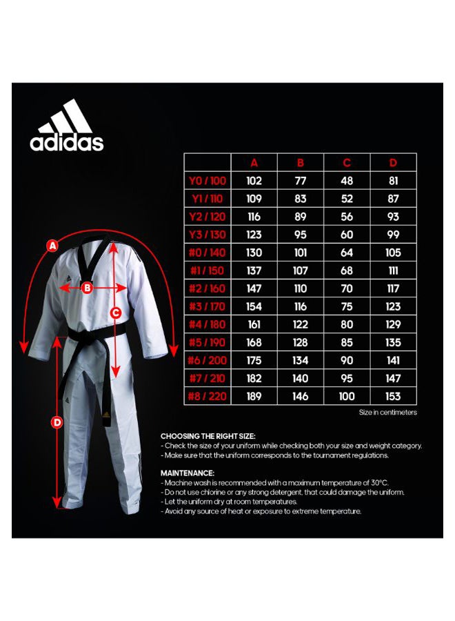 ADI-CLUB Taekwondo Uniform - White/Red-Black 190cm