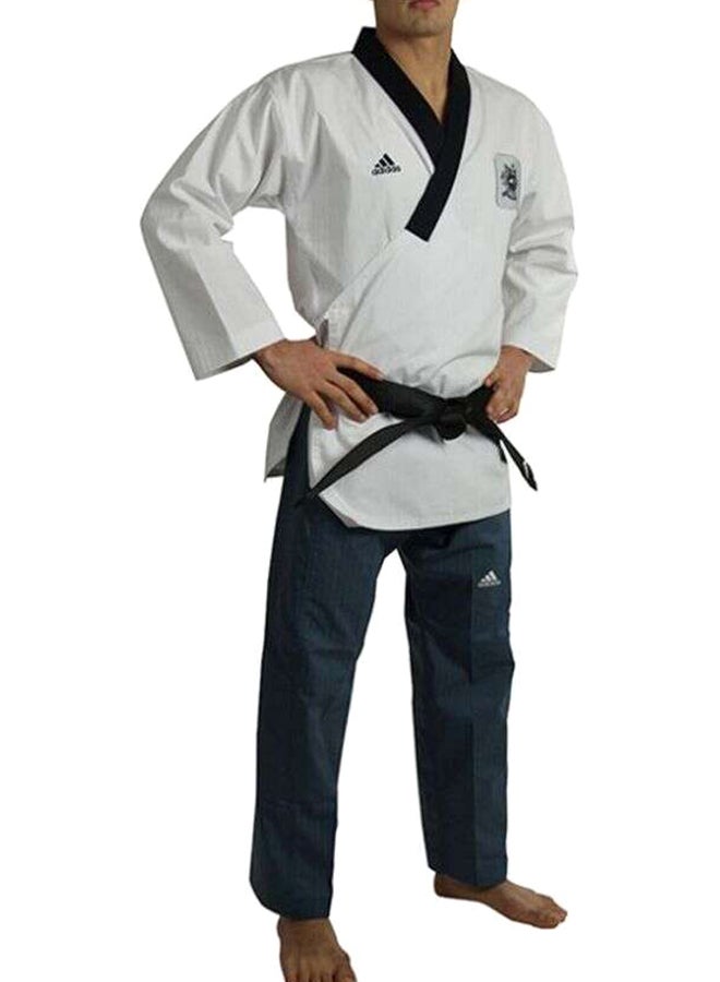 Taewondo Poomsae Adult Male Uniform - White/Dark Blue