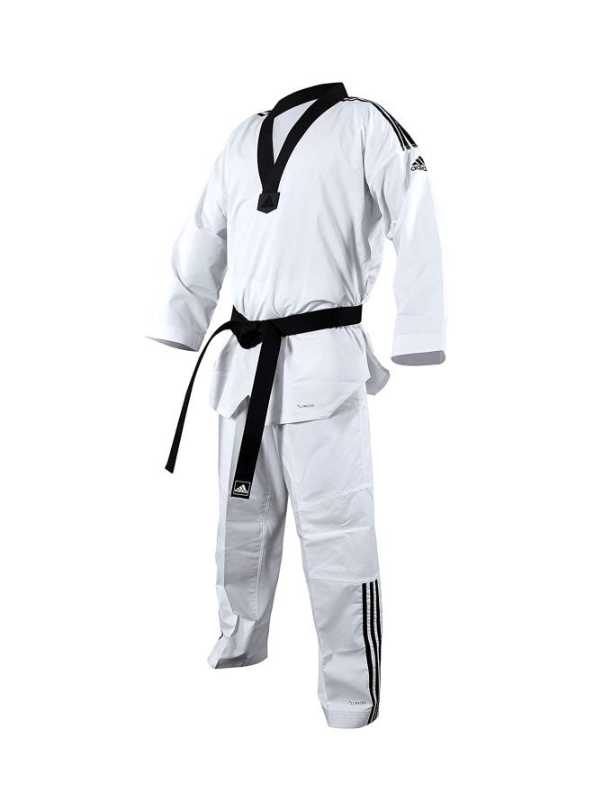 ADI-FLEX Taekwondo Uniform W/ Stripes - White/Black, 160cm 160cm